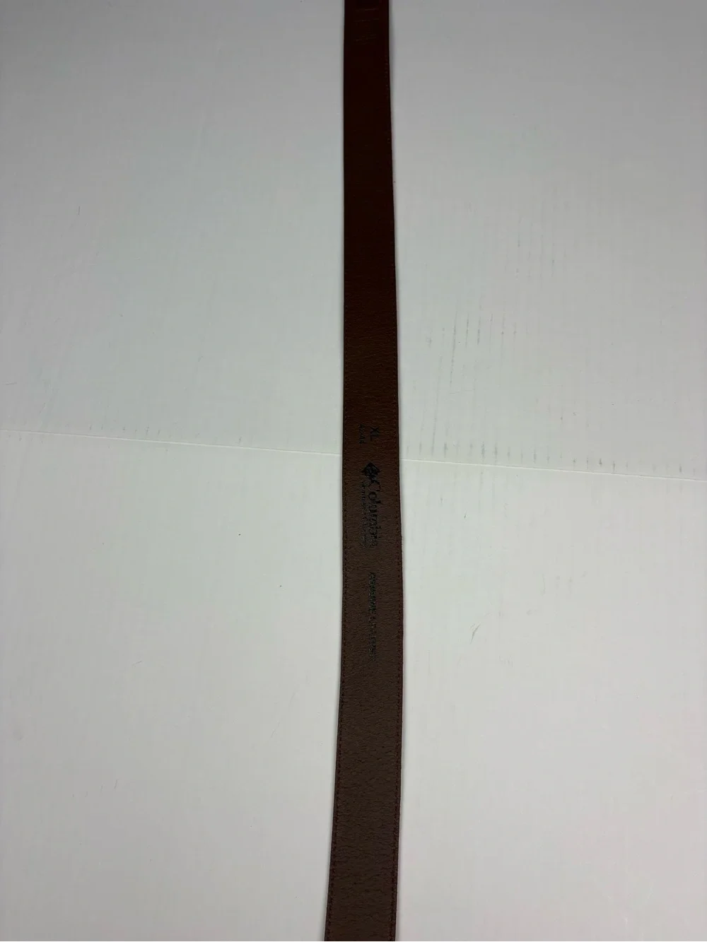 Columbia Men XL 42 44 Belt Brown Leather Silver Tone Buckle Adjustable Casual